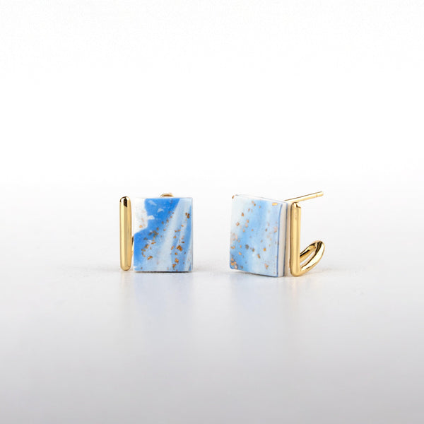 Fancy Stud Earrings - Gold Watercolour - Jesnomi