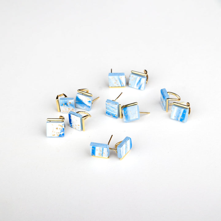 Fancy Stud Earrings - Gold Watercolour - Jesnomi