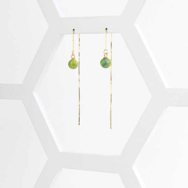 Ball Threader Earrings - Green - Jesnomi