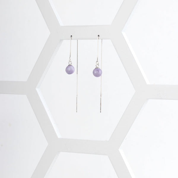 Ball Threader Earrings - Purple - Jesnomi