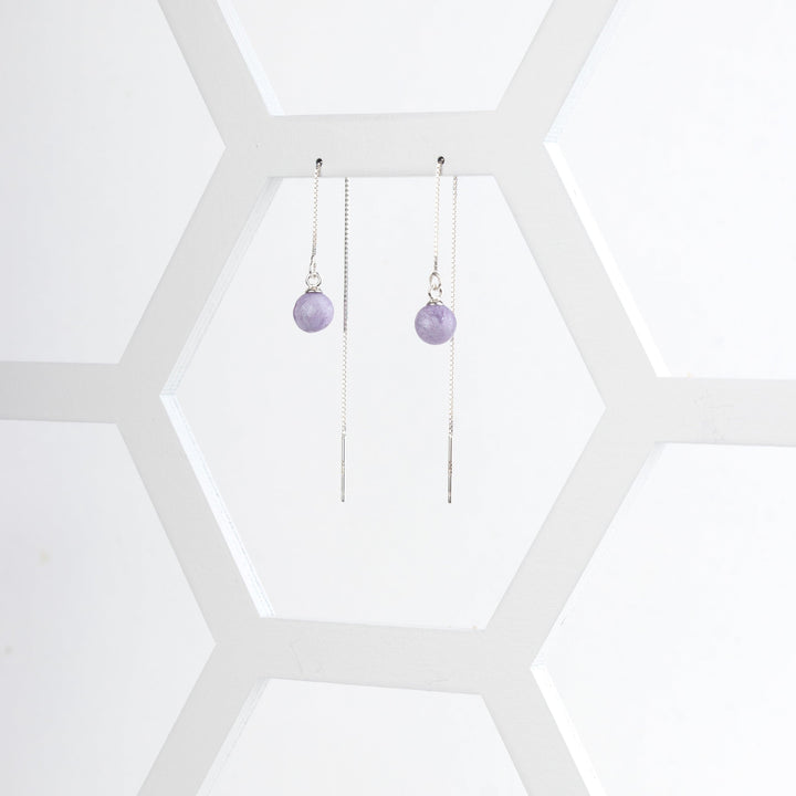 Ball Threader Earrings - Purple - Jesnomi