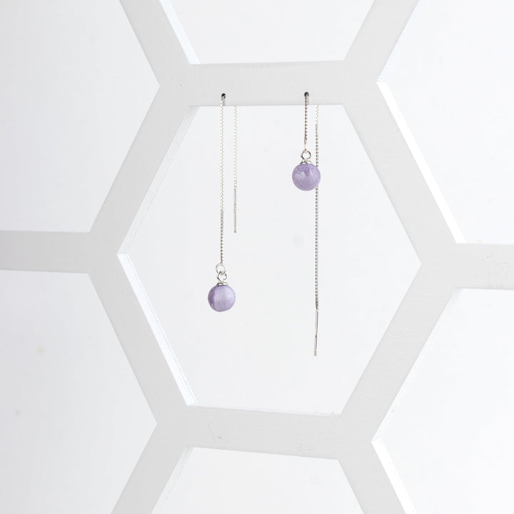 Ball Threader Earrings - Purple - Jesnomi