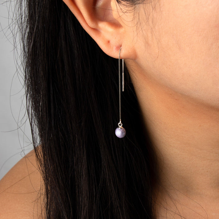 Ball Threader Earrings - Purple - Jesnomi