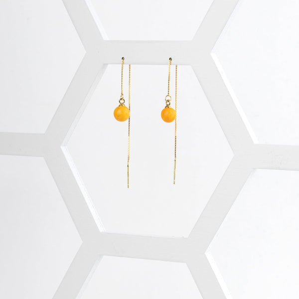 Ball Threader Earrings - Yellow - Jesnomi