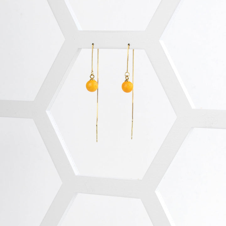 Ball Threader Earrings - Yellow - Jesnomi