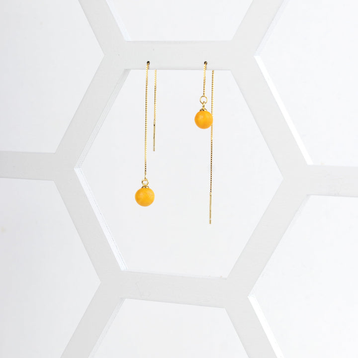 Ball Threader Earrings - Yellow - Jesnomi