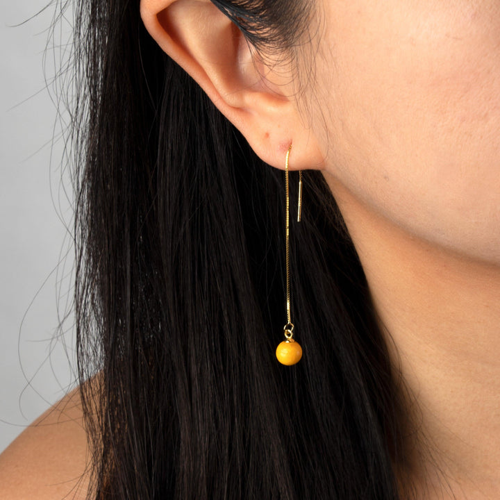 Ball Threader Earrings - Yellow - Jesnomi