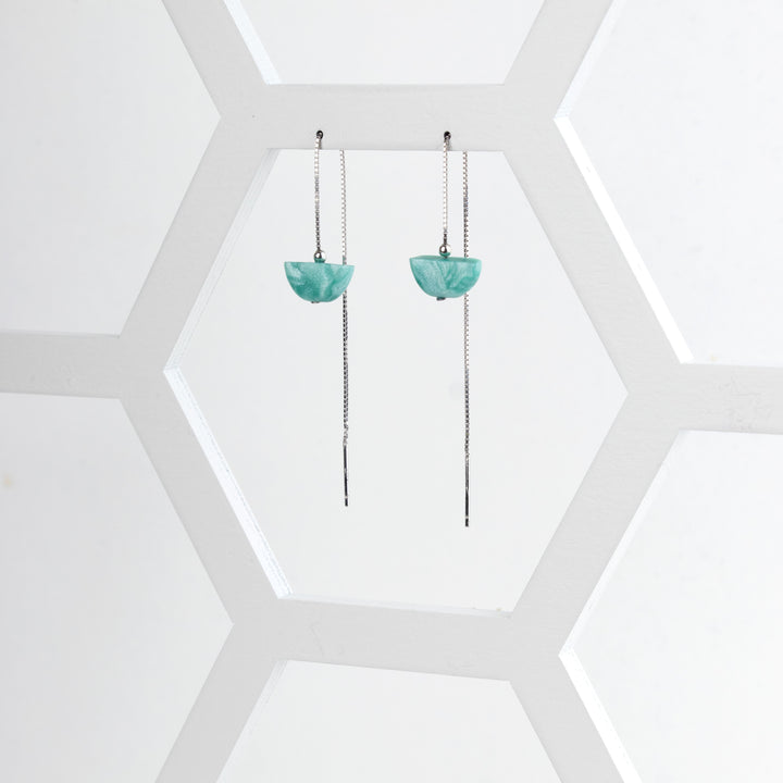 Semi-Circle Threader Earrings - Aqua - Jesnomi