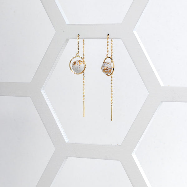 Ring Threader Earrings - Gold White - Jesnomi